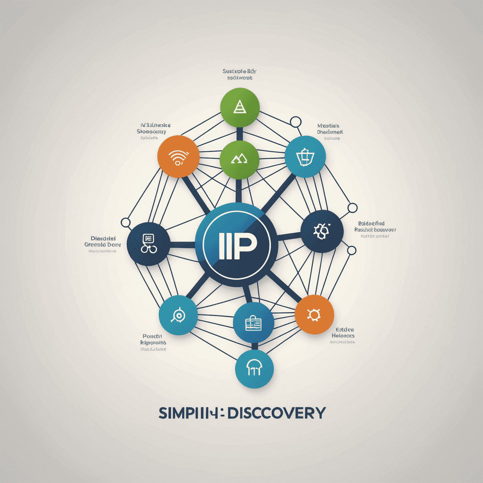 Simple IP Discovery logo featuring a stylized network diagram with connected nodes
