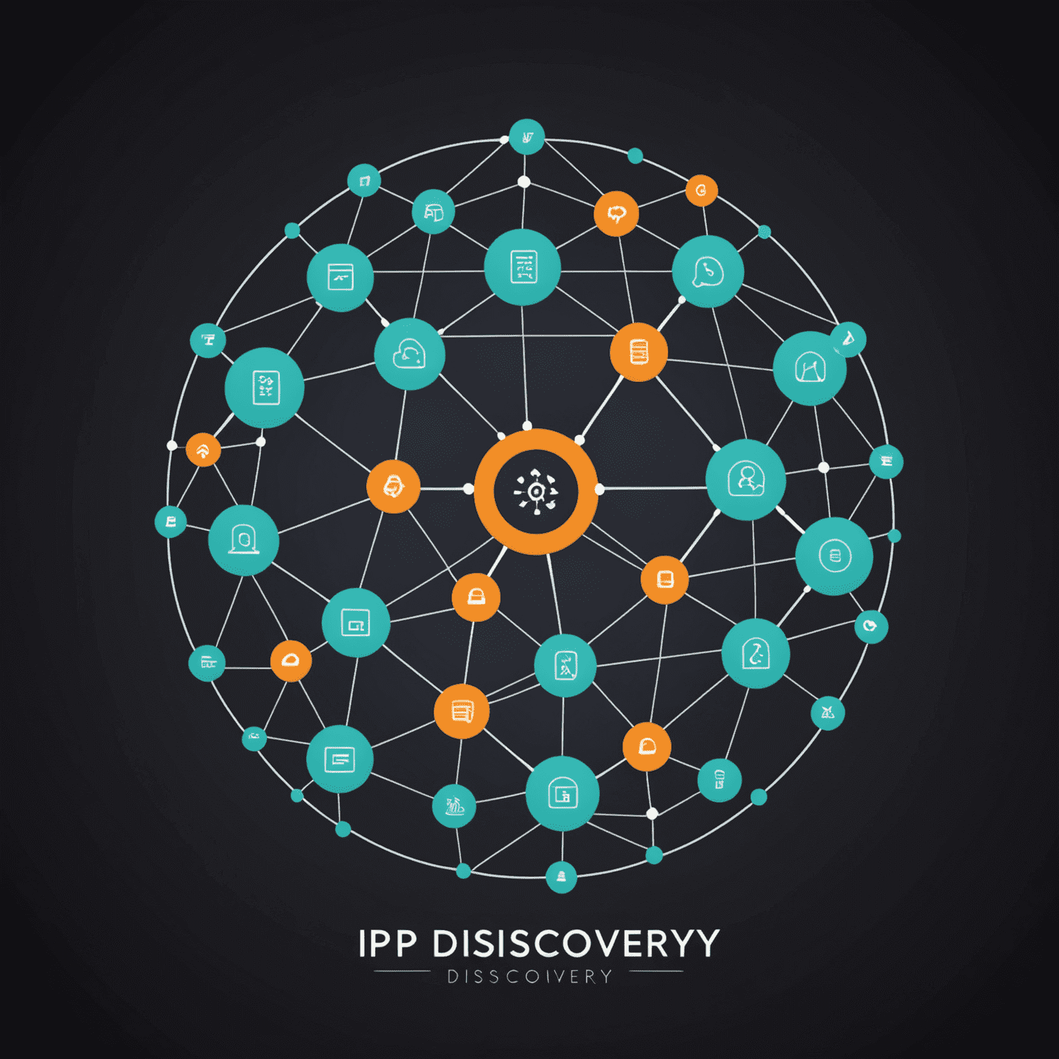 Simple IP Discovery logo featuring a stylized network diagram with connected nodes