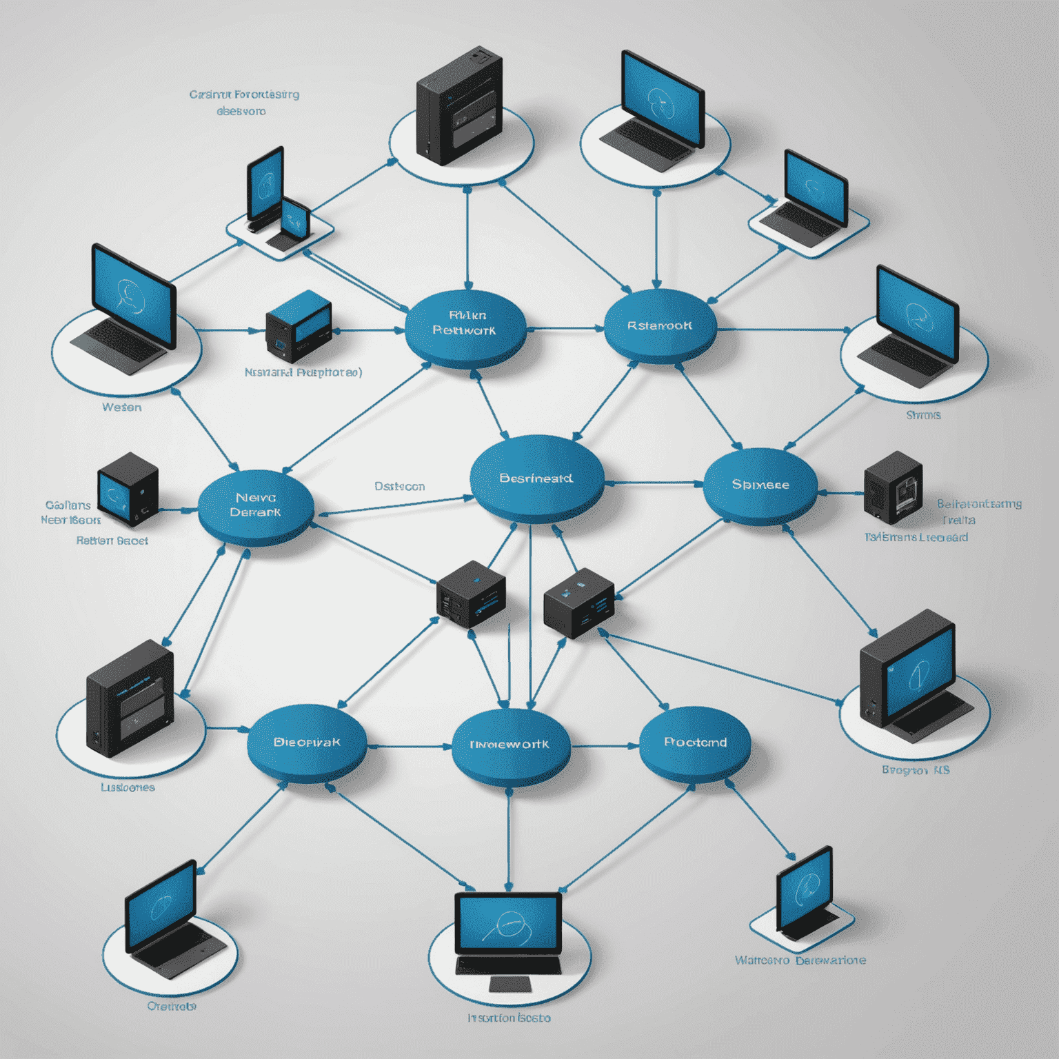 Network diagram showing IP scanning process with highlighted devices and connections