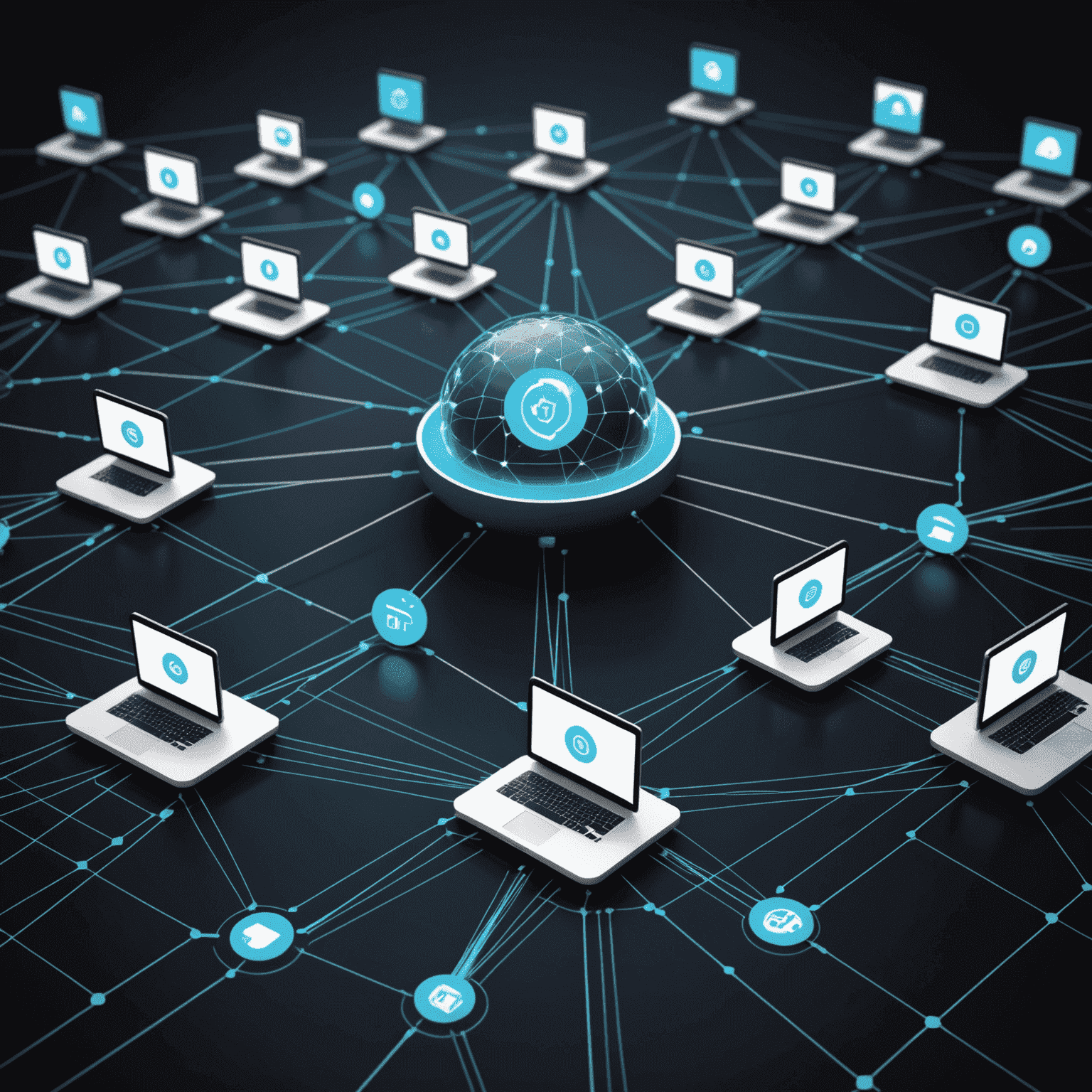Network scanning visualization showing connected devices and IP addresses