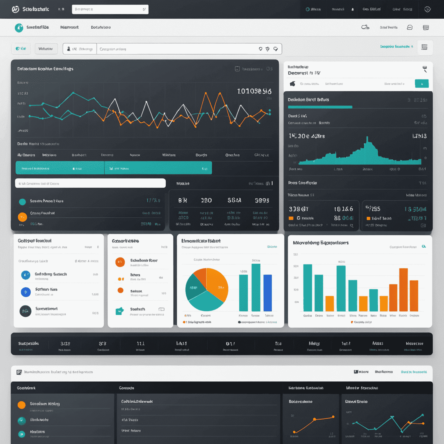 Dashboard showing network scan results with charts and device list