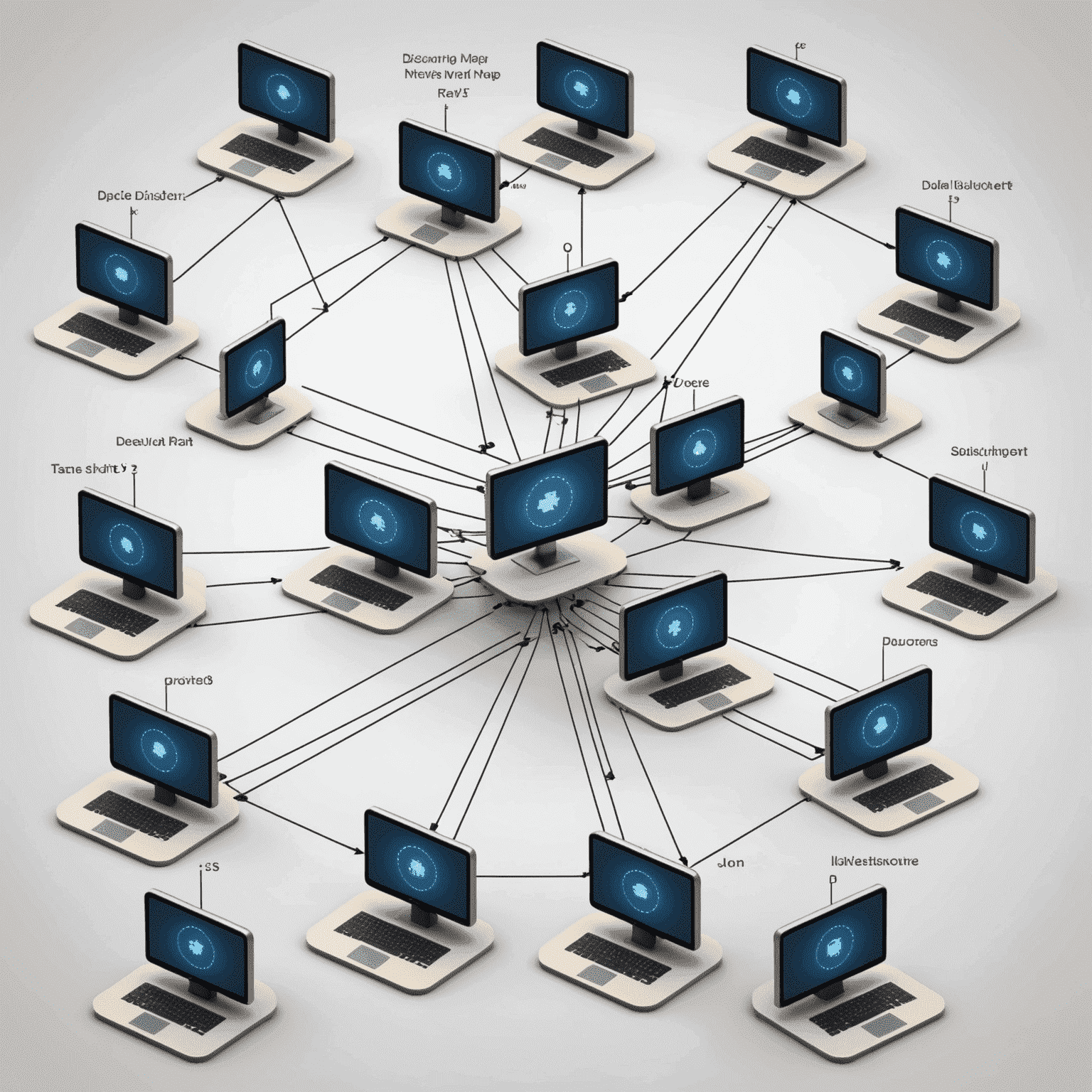 Diagram showing a network map with multiple subnets being scanned, highlighting the discovery of devices across different IP ranges