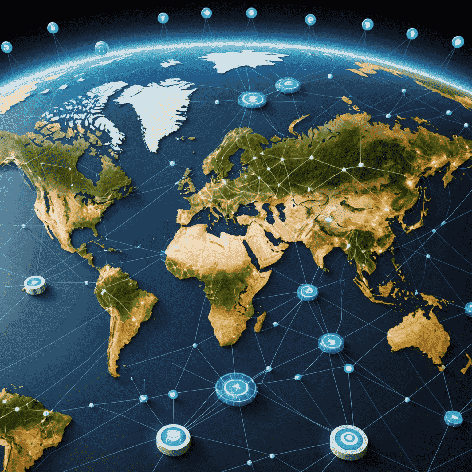 Illustration of a global map with network connections, showing devices being detected across various remote locations